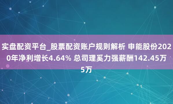 实盘配资平台_股票配资账户规则解析 申能股份2020年净利增长4.64% 总司理奚力强薪酬142.45万